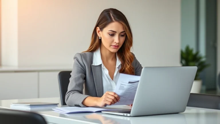 dune awakening what happens if you don't pay taxes - Photorealistic image of a professional woman reviewing financial documents at a