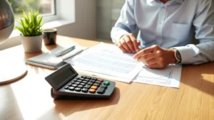 estimated tax payments state of california - A professional accountant reviewing quarterly tax documents and a calculator on