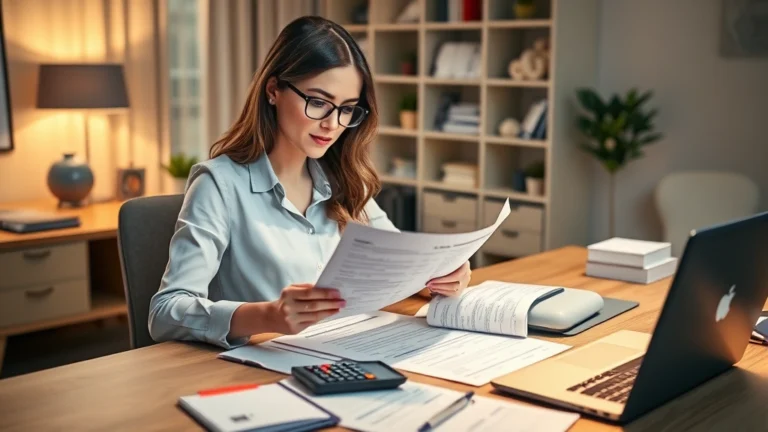 franchise tax bo payments - Photorealistic image of a professional woman reviewing financial documents and t