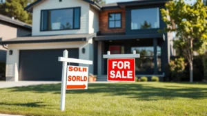 georgia tax ad valorem - A modern home with a 'For Sale' sign in the yard