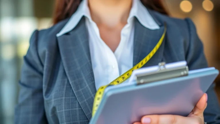 georgia tax valorem - Close-up of a professional female real estate appraiser in business attire holdi