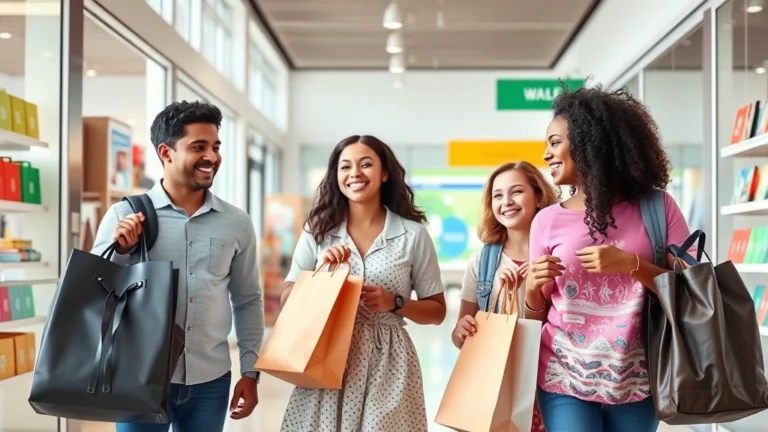 maryland tax free week 2025 - Photorealistic image of a diverse family shopping in a bright, modern retail sto