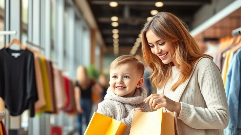 maryland tax free week 2025 - A parent and child shopping in a bright