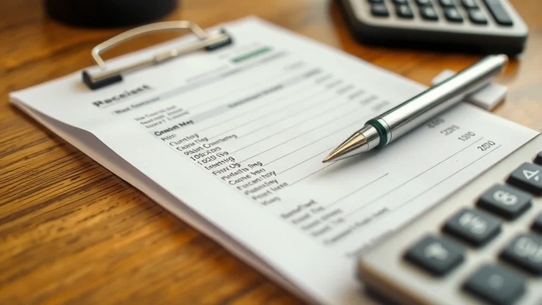 milwaukee sales tax - A close-up photograph of a retail receipt with a pen and calculator on a wooden