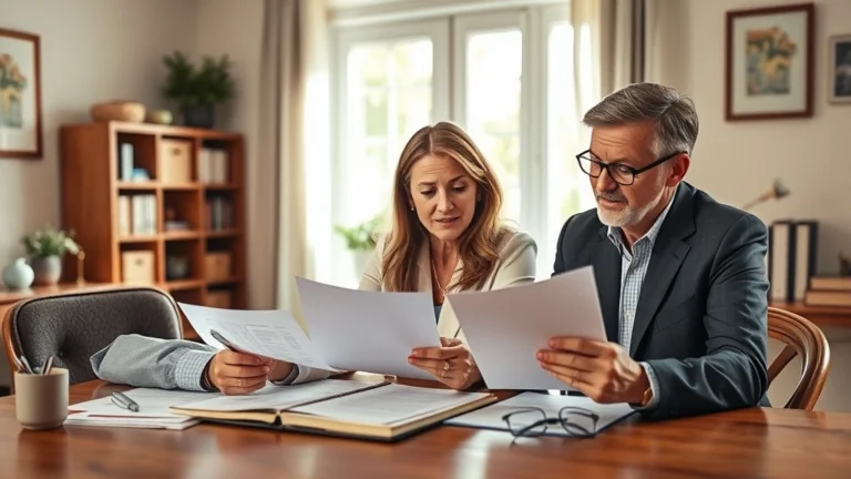 pennsylvania estate tax - A professional middle-aged couple reviewing financial documents and estate plann