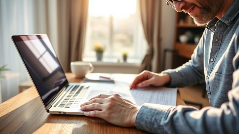 riverside property tax payment - A close-up of a homeowner reviewing property tax documents at a wooden desk with