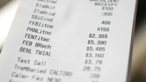 sales tax san francisco - A close-up of a retail receipt showing itemized purchases and tax calculations