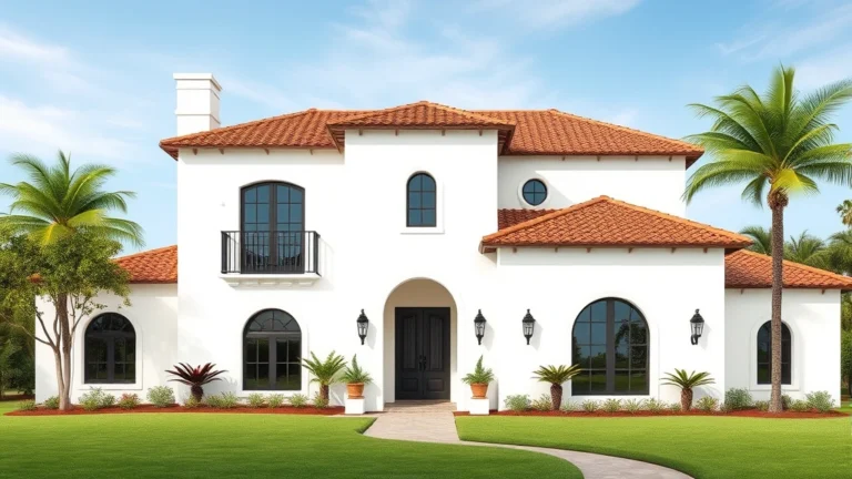 santa barbara property tax - Photorealistic image of a modern Santa Barbara-style Mediterranean home with whi