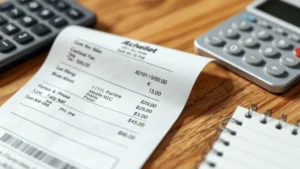 scottsdale sales tax - A close-up of a store receipt showing itemized purchases and tax amount, with a