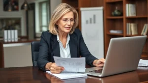 skagit county tax assessor - A professional middle-aged woman in business casual attire sitting at a desk rev