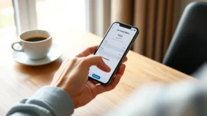 state vt tax refund status - A close-up of a person's hands holding a smartphone displaying a tax refund stat