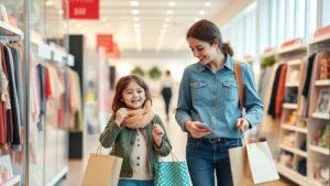tax free weekend sc 2024 - A parent and child shopping together in a bright