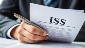 tax id for an estate - A close-up of a professional holding official IRS documents and a pen