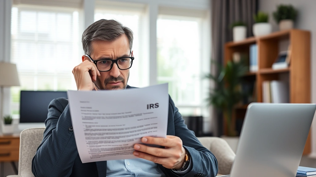 tax topic 152 meaning - 
Stressed business person reading an official IRS notice letter in a home office