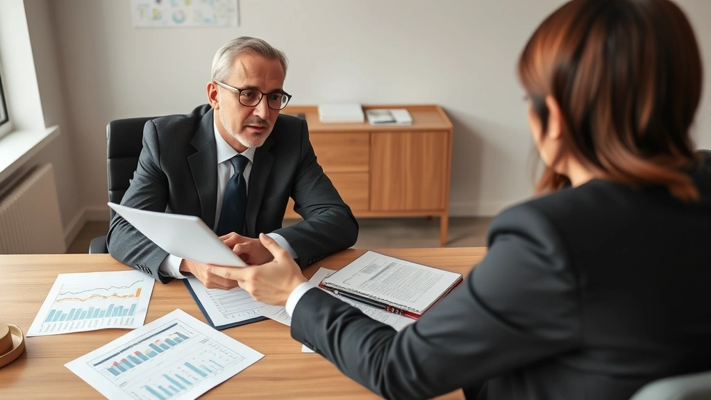 tax topic 152 meaning - 
Financial advisor in business attire explaining tax withholding to a client acr