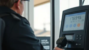 washington state excise tax - Professional photograph of a person at a gas pump with a clear digital display s
