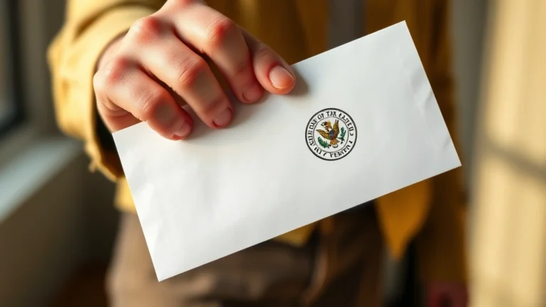waukesha county tax bill - A close-up photograph of a hand holding an official tax bill envelope with a cou