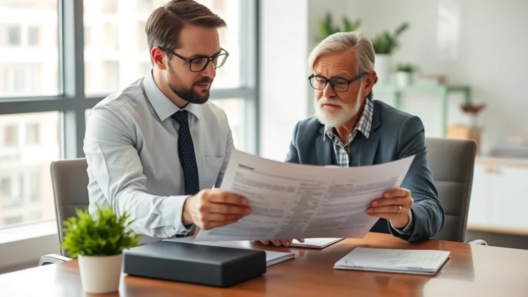 what is a tax abatement - A professional financial advisor in a modern office reviewing property tax docum