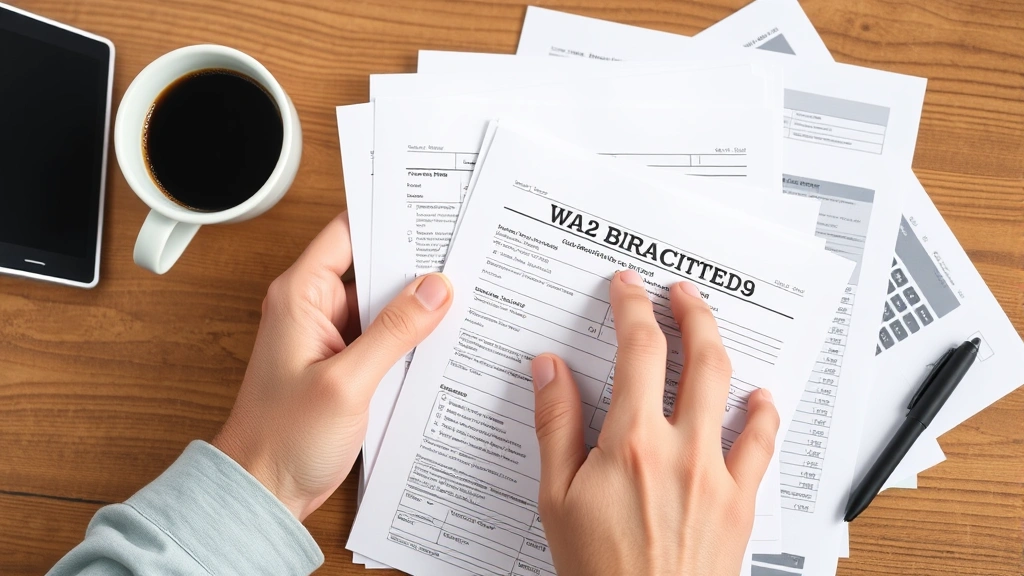 2016 tax brackets - 
Close-up of hands holding W-2 forms and tax brackets paperwork with coffee cup 