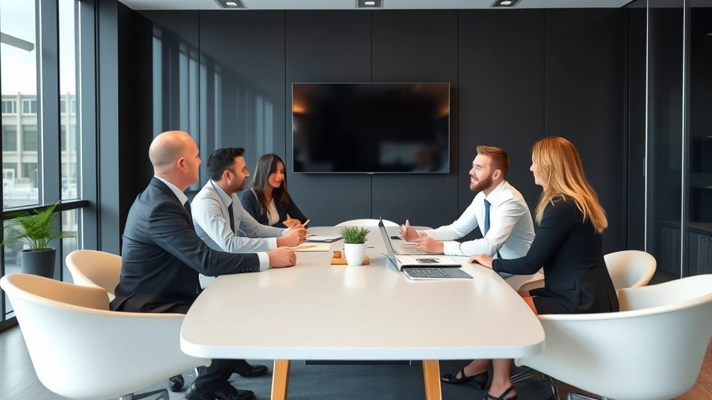 806 tax code - 
Modern office conference room with professionals discussing tax strategy and pr