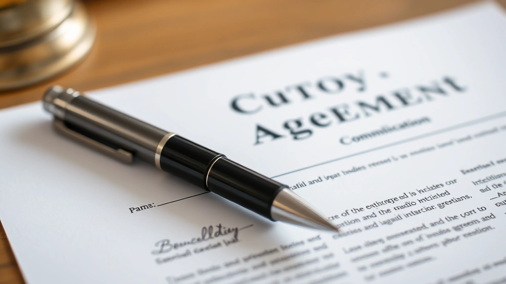 8332 tax form - 
Close-up of signed legal documents and pen on a desk, representing custody and 