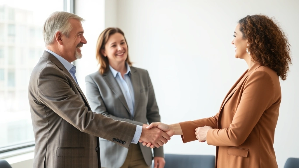 8332 tax form - 
Diverse divorced parents shaking hands in a professional setting, symbolizing c