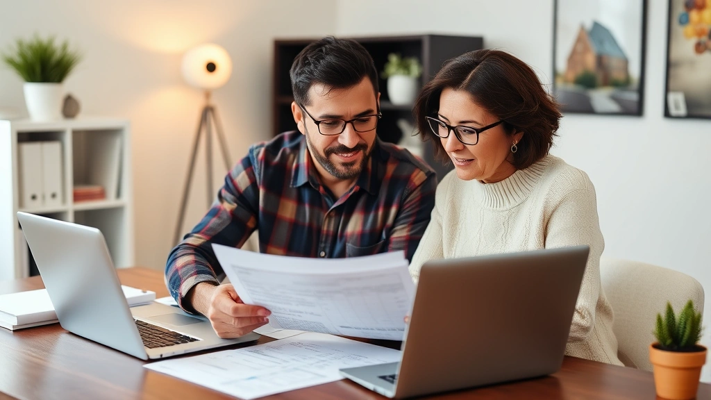 ad valorem tax ga - 
Diverse homeowner couple reviewing property tax bill and exemption forms at hom
