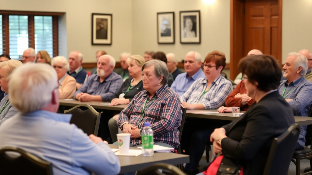 adams county colorado property tax - 
Diverse group of homeowners at community town hall discussing local property ta