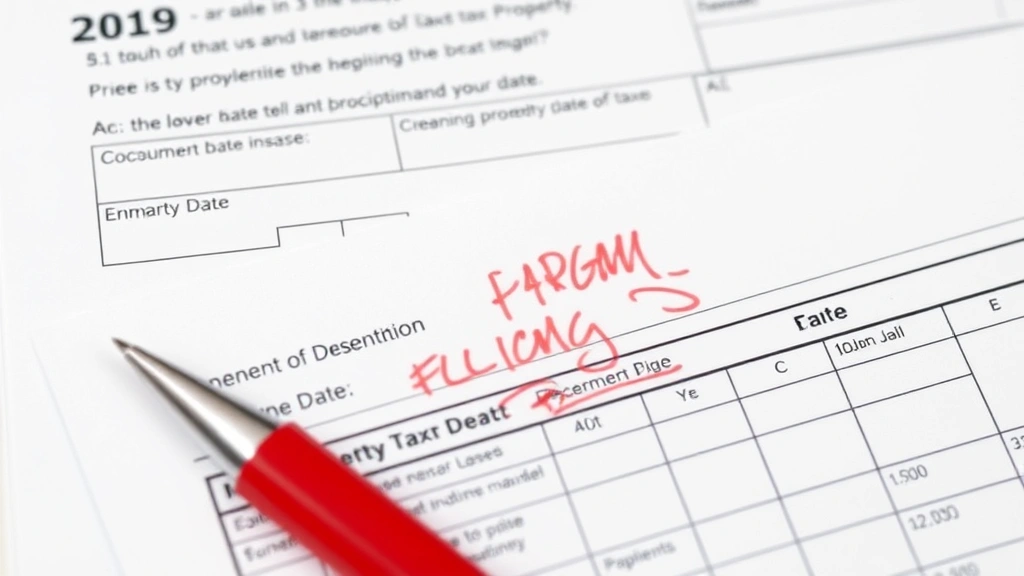 adams county property tax - 
Close-up of property tax bill and exemption forms with red pen marking importan