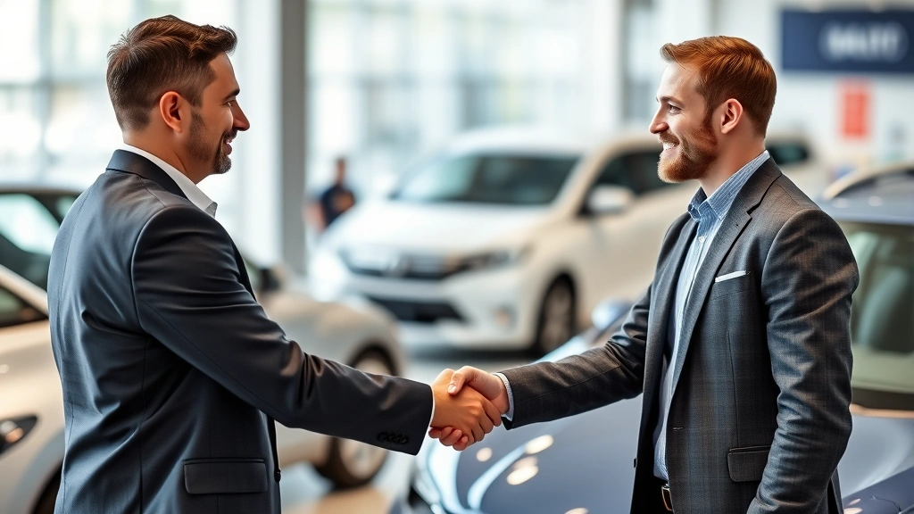 alabama car sales tax - 
Handshake between car salesman and customer after negotiating vehicle price agr