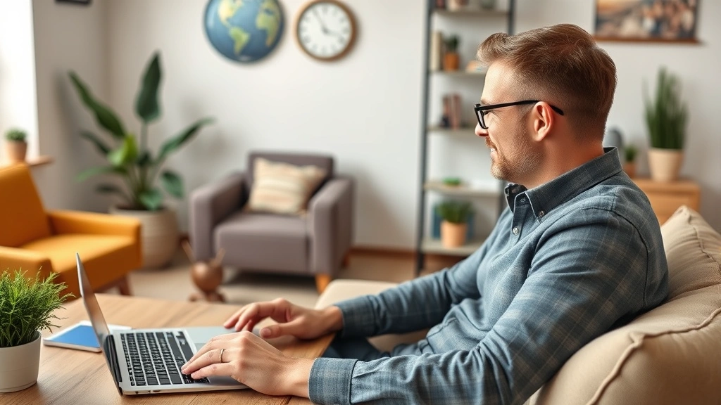 alabama income tax refund status - 
Man on laptop video call with tax professional, home office setting, friendly c