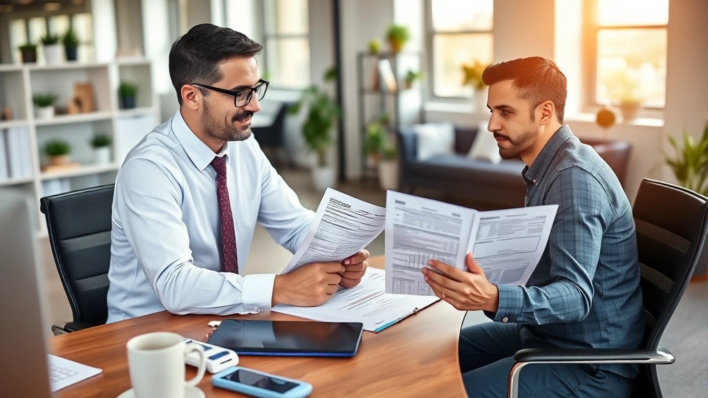 amazon flex tax forms - 
Financial advisor or accountant reviewing tax forms with independent contractor