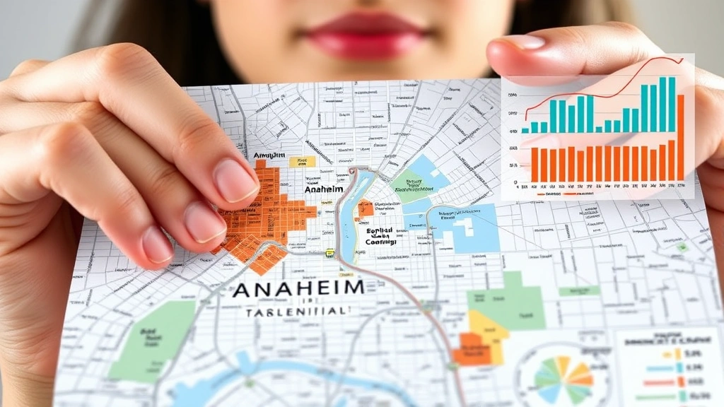 anaheim tax rate -
Close-up of person holding Anaheim city map with highlighted tax zones and fina