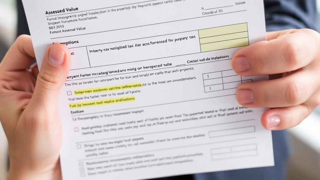 anderson county tax records - 
Close-up of hands holding a property tax assessment document with highlighted s