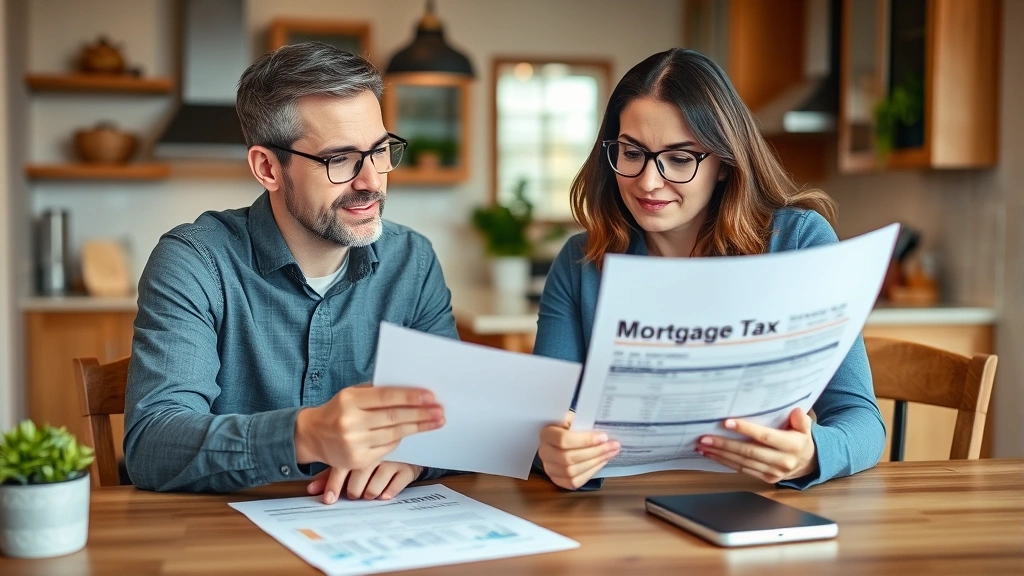 ann arbor property tax - 
Diverse couple of middle-aged professionals sitting at kitchen table reviewing 