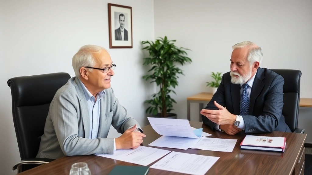 ann arbor property tax - 
Senior couple meeting with financial advisor in professional office, discussing