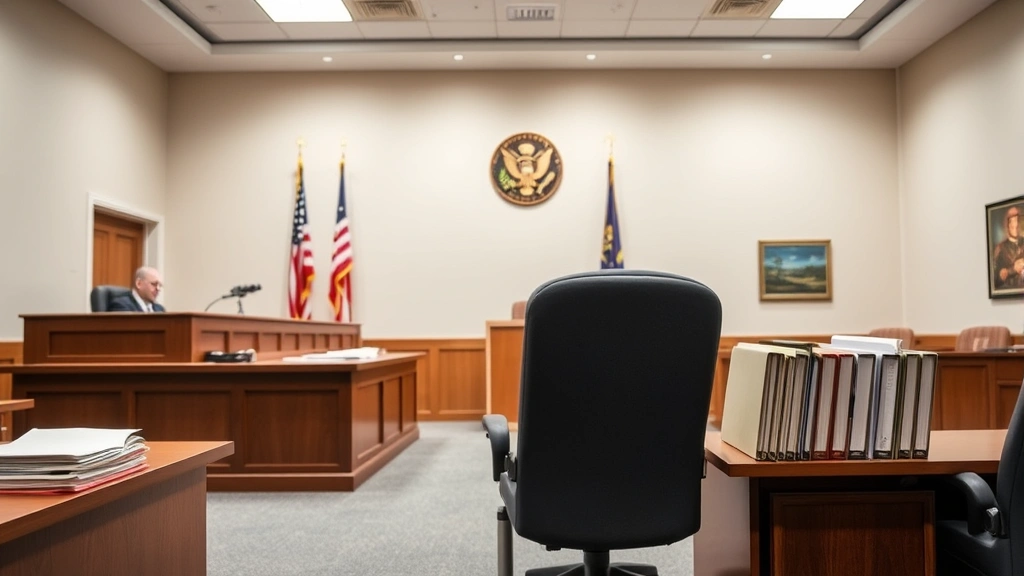 appellate tax board - 
Administrative hearing room with judge’s bench, witness chair, and organi