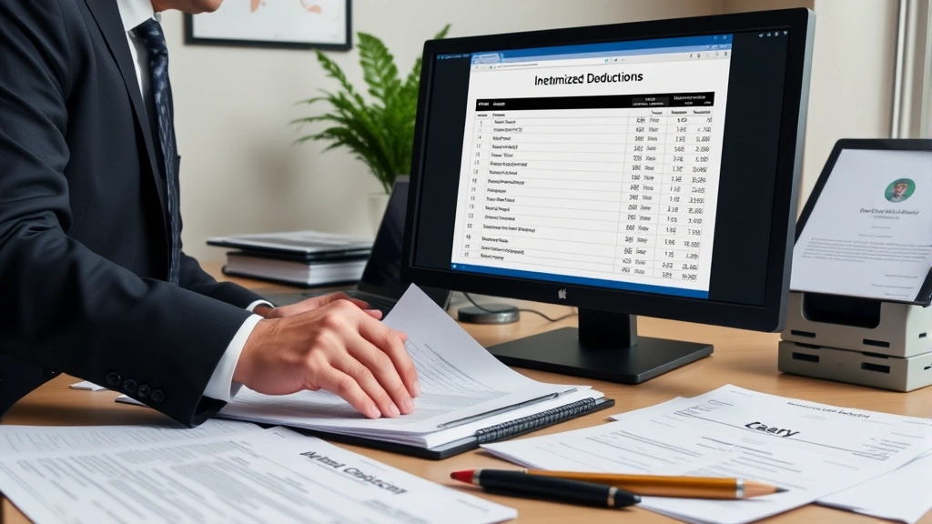 are attorney fees tax deductible - 
CPA reviewing itemized deductions on computer screen with tax forms and attorne