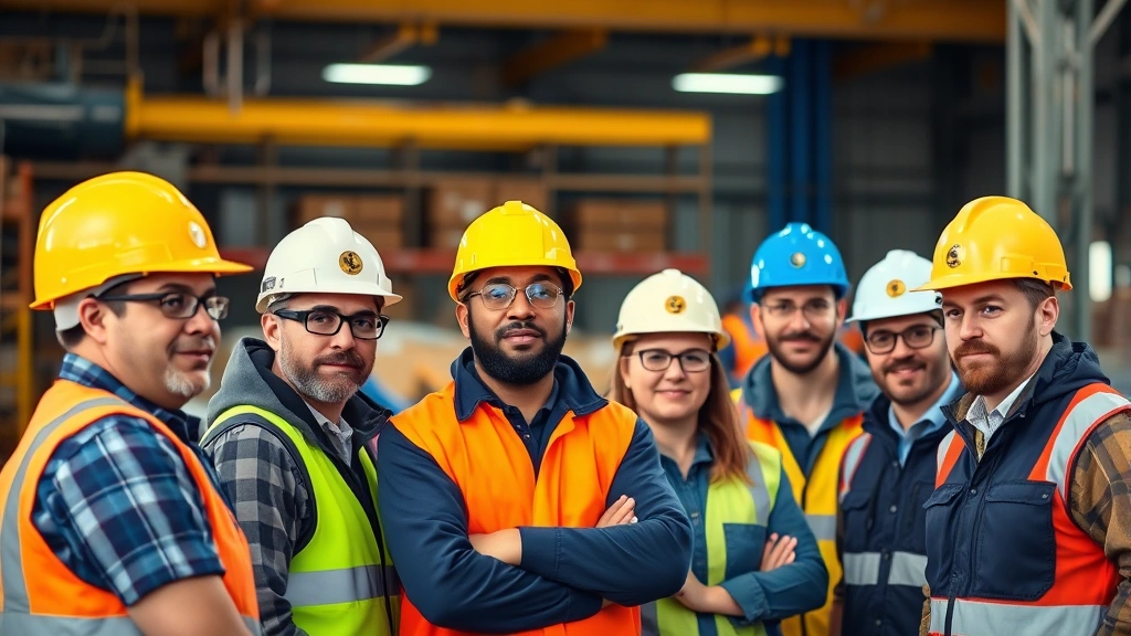 are labor union dues tax deductible - 
Diverse group of union workers in hard hats and safety gear during workplace me