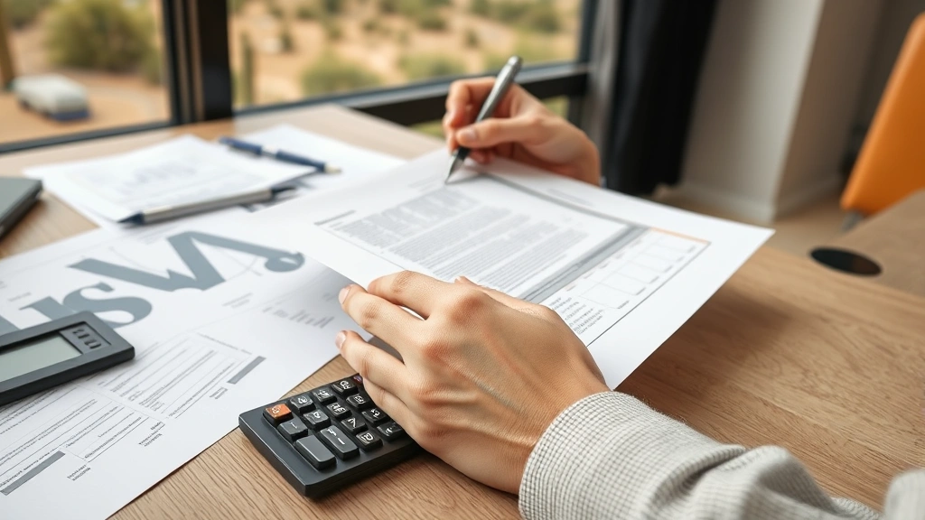 arizona estate tax - 
Close-up of a person’s hands holding property deed and pen, organized doc
