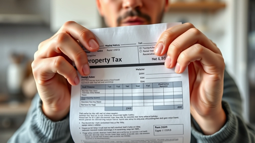 arlington property tax - 
Close-up of hands holding property tax bill and assessment notice with concerne