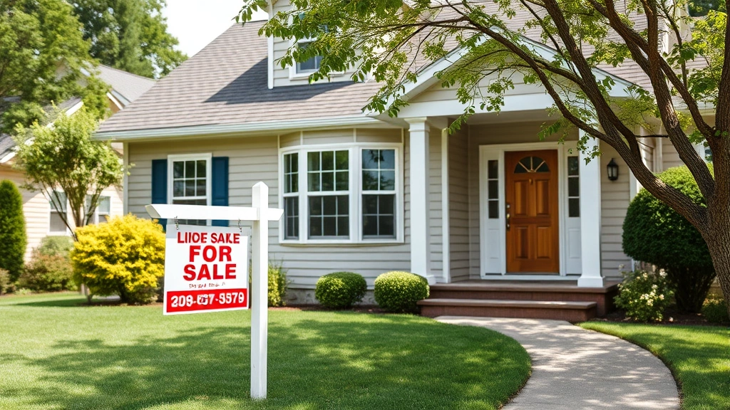 arlington property tax - 
Exterior shot of typical residential home with ‘For Sale’ sign visi