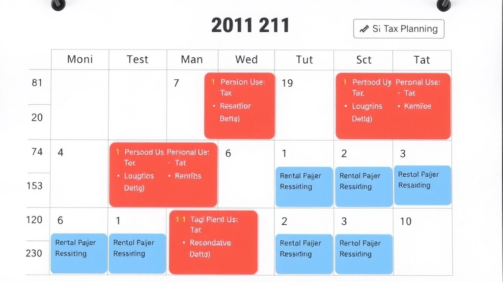 augusta rule taxes - 
Calendar showing rental days marked in red and personal use days in blue, organ