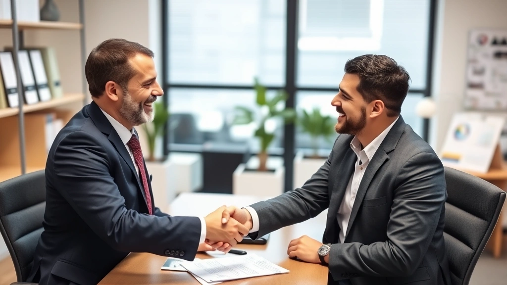 auto loan tax deduction - 
Handshake between tax advisor and business owner after consultation, office set