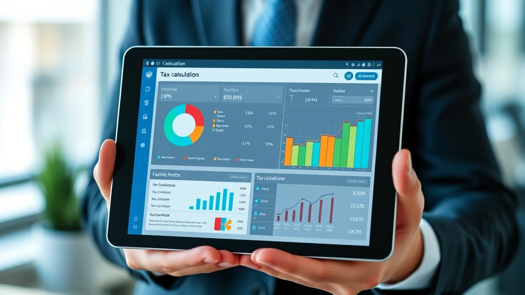 avalara tax codes -
Hands holding tablet showing automated tax calculation dashboard with charts an