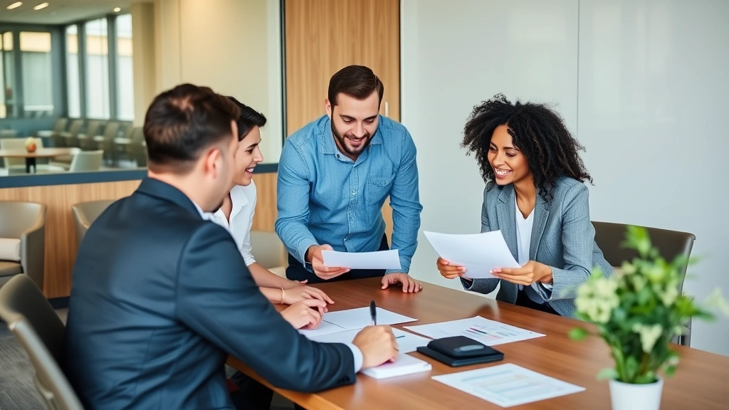 average tax rate formula - 
Diverse team in business casual attire discussing tax strategy around conferenc