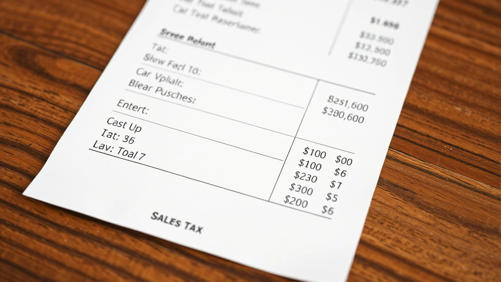 az sales tax tucson - 
Close-up of receipt showing sales tax breakdown and itemized purchases on woode