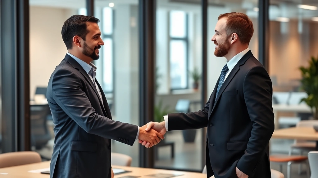 b and o tax - 
Professional handshake between business owner and tax consultant in modern offi