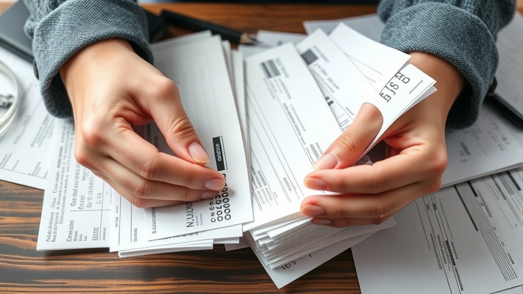 be smart pay zero taxes - 
Close-up of hands organizing receipts, invoices, and business expense documents