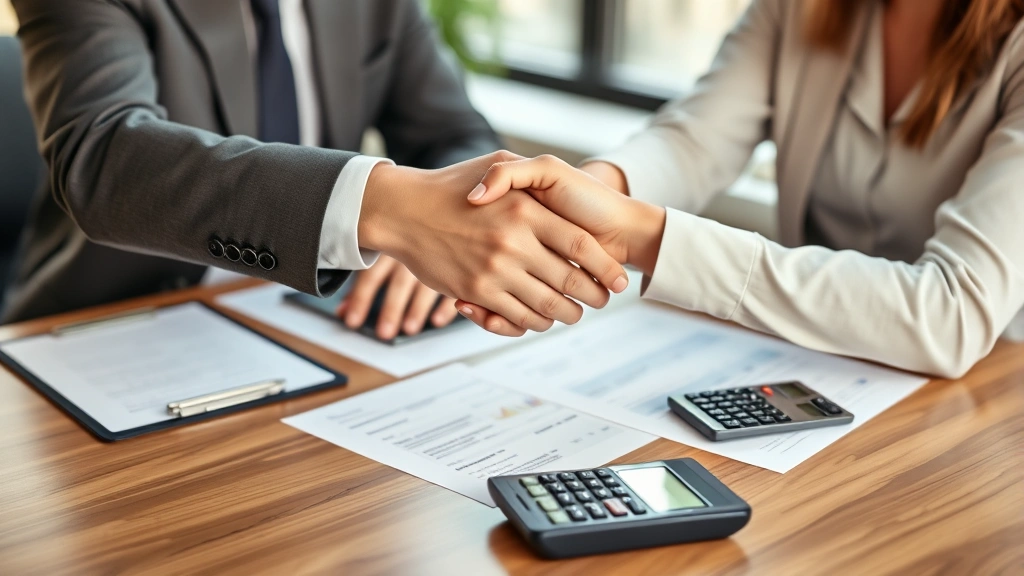 berkeley sales tax - 
Financial advisor and client shaking hands across desk with tax documents and c
